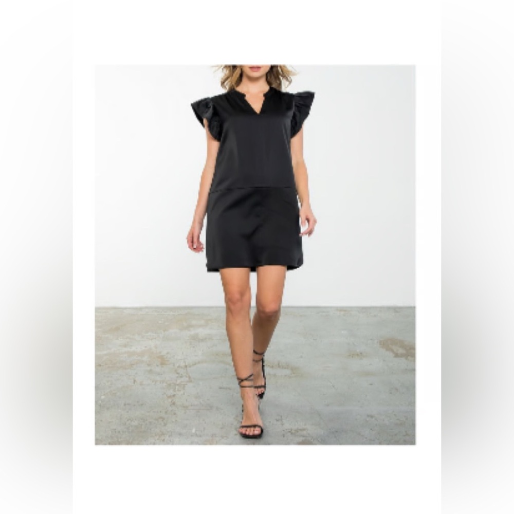 THML Flutter Sleeve V Neck Dress